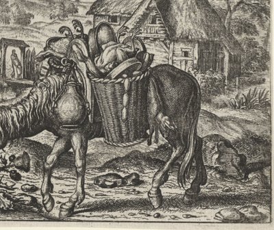 Fábula do burro carregado de iguarias de Egidius  Sadeler (II)