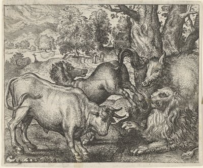 Fábula do velho leão de Egidius  Sadeler (II)