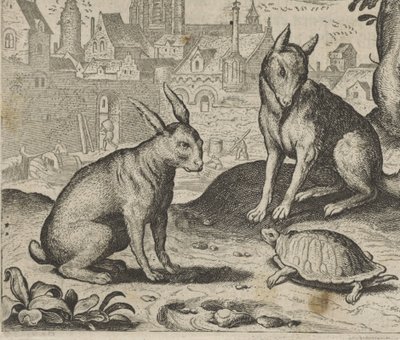 Fábula da Tartaruga e da Lebre de Egidius  Sadeler (II)
