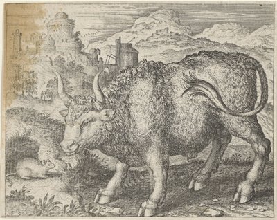 Fábula do touro e do rato de Egidius  Sadeler (II)