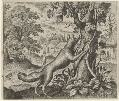Fábula da raposa e das uvas de Egidius  Sadeler (II)
