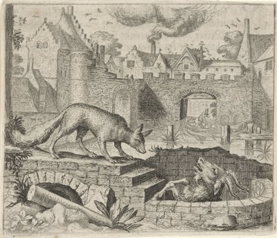 Fábula da raposa e do bode de Egidius  Sadeler (II)