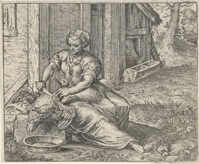 Fábula da Mulher e a Galinha de Egidius  Sadeler (II)