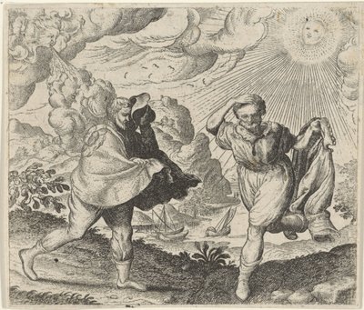 Fábula do vento, sol e caminhantes de Egidius  Sadeler (II)