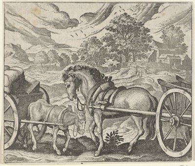Fábula do cavalo e burro insatisfeitos de Egidius  Sadeler (II)