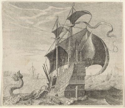 Fábula do navio e da baleia de Egidius  Sadeler (II)