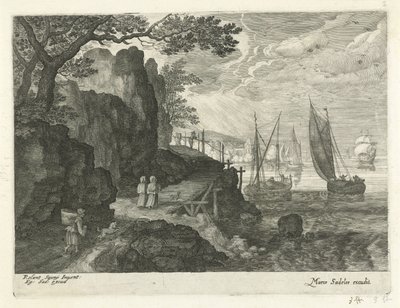 Vista de um porto Paisagens do Tirol (título da série) de Egidius  Sadeler (II)