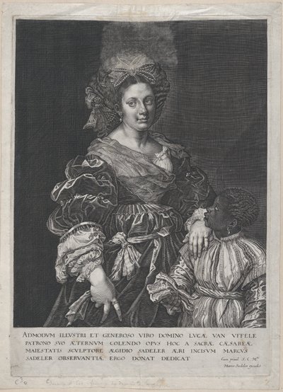 Laura Dianti com uma página preta, 1600-1627. de Aegidius Sadeler II