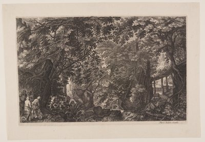 Oitava cena: Uma floresta com uma ponte de madeira, de Eight Scenes from Bohemia de Aegidius Sadeler II
