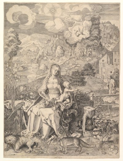 Virgem e criança em uma paisagem, ca. 1597 de Aegidius Sadeler II