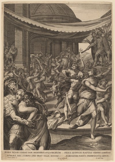 O estupro das sabinas de Aegidius Sadeler II after Denys Calvaert