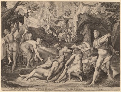 Diana surpreendida por Acteon de Aegidius Sadeler II after Joseph Heintz the Elder