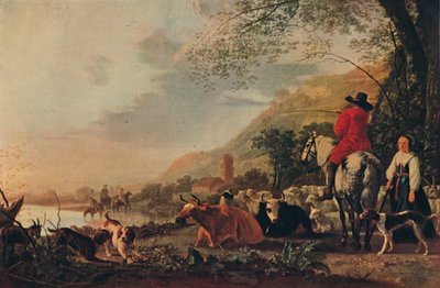 Uma paisagem montanhosa com figuras, c1655 de Aelbert Cuyp