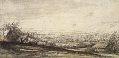 Paisagem extensiva com chalé e gado, final do século XVII de Aelbert Cuyp