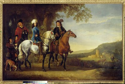 Paisagem com três cavaleiros Pintura de Albert (Aelbert ou Aelbrecht) Cuyp (1620-1691) de Aelbert Cuyp