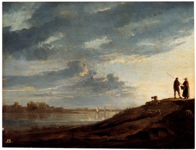 Pôr do sol sobre o rio, década de 1650. de Aelbert Cuyp