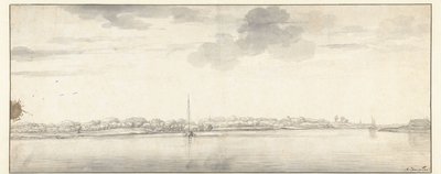 Vista para o rio expansivo com navios em águas calmas de Aelbert Cuyp