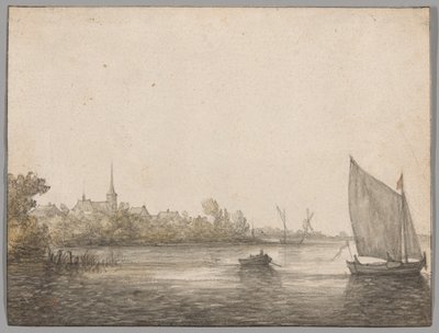 Vista de IJsselmonde vista através do Novo Maas de Aelbert Cuyp