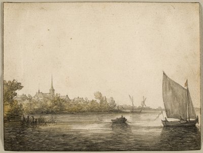 Vista de IJsselmonde vista do outro Maas, C. 1640 de Aelbert Cuyp