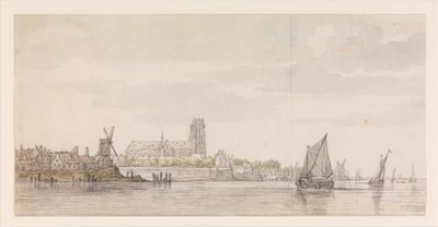Vista da Groote Kerk em Dordrecht a partir do rio Maas de Aelbert Cuyp