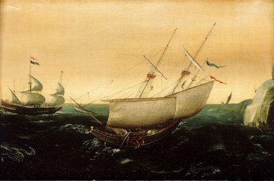 Um navio holandês com o casco fechado, c.1610 (óleo sobre painel) de Aert Anthonisz