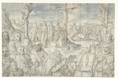 Crucificação com um fundador e sua família de Aert Pietersz.