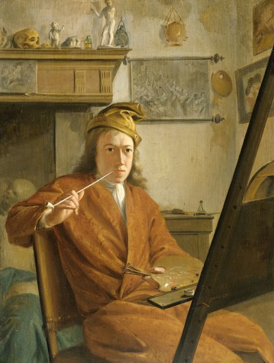 Retrato de um pintor, talvez o próprio artista de Aert Schouman (attributed to)