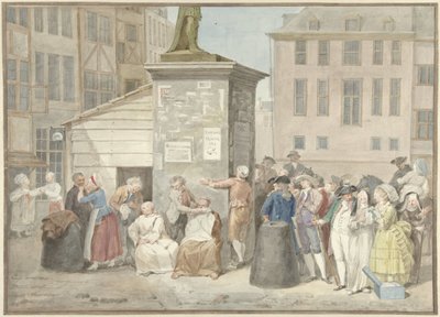 Praça com monges e freiras durante a revolução na Bélgica, 20 de Outubro de 1787 de Aert Schouman (signed by artist)