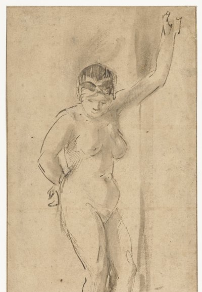 Fêmea Nua de Pé com Braço Levantado de Aert de Gelder (attributed to)