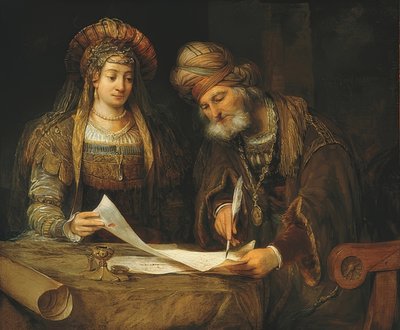 Esther e Mordechai. 1675 de Aernt de Gelder
