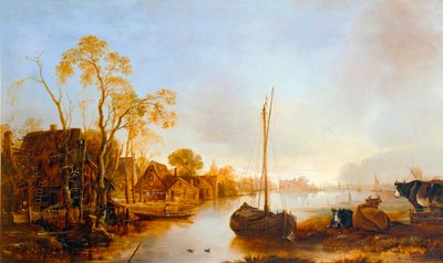 Borda de um canal na Holanda ... de Aert van der (after) Neer