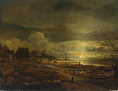Canal ao nascer da lua de Aert van der Neer