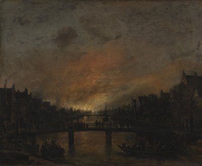Incêndio em Amsterdã à noite de Aert van der Neer