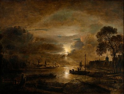 Luar num rio holandês, c.1650 (óleo sobre tela) de Aert van der Neer