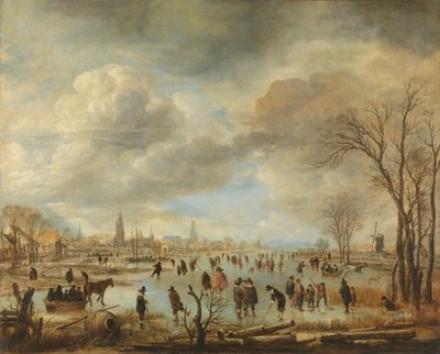 Vista para o rio no inverno, c.1655-60 de Aert van der Neer