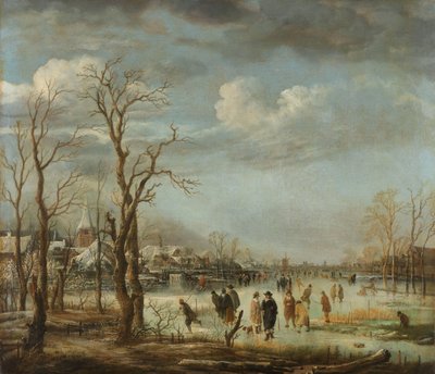 Vista para o rio no inverno, 1630-60 de Aert van der Neer