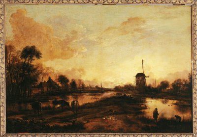 Pôr do sol no rio Yssel, ca. 1645 (óleo) de Aert van der Neer