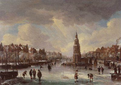 Cidade em um rio congelado de Aert van der Neer