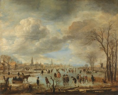 Paisagem de inverno perto de uma cidade de Aert van der Neer