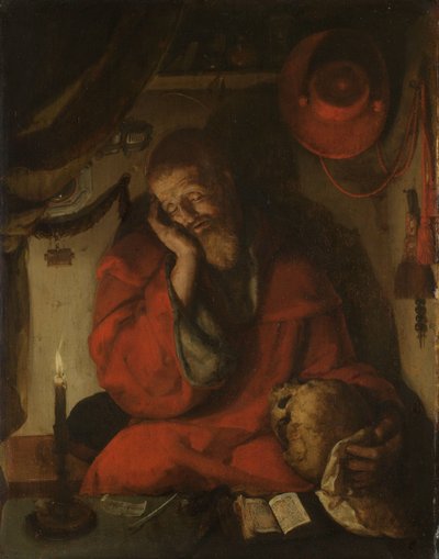 São Jerônimo em seu estudo à luz de velas de Aertgen Claesz van Leyden (attributed to)