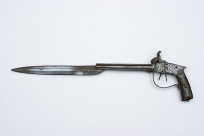 Pistola de percussão de cano duplo, c.1840 (aço, latão e chifre) de African