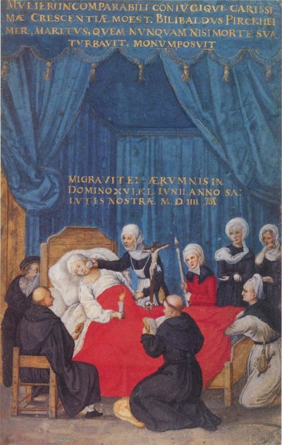 a morte de Crescentia Pirckheimer de After Albrecht Dürer