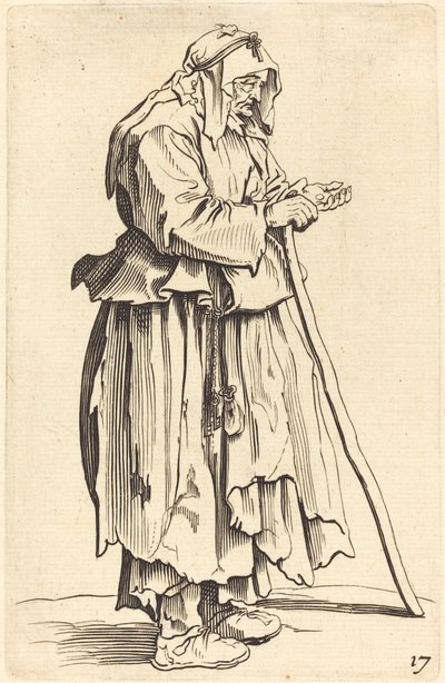 Mendiga recebendo caridade de After Jacques Callot