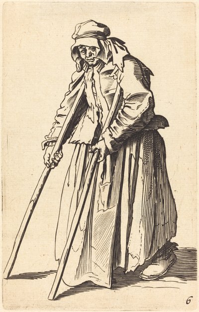 Mendiga com muletas de After Jacques Callot