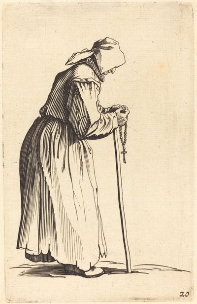 Mendiga com Rosário de After Jacques Callot