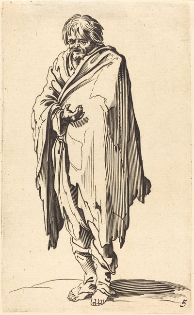 Mendigo com cabeça e pés descalços de After Jacques Callot
