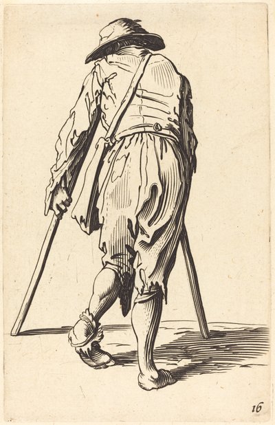 Beggar with Crutches and Hat, Back View de After Jacques Callot