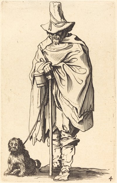 Beggar with Dog de After Jacques Callot