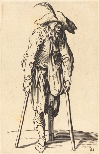 Mendigo com perna de madeira de After Jacques Callot
