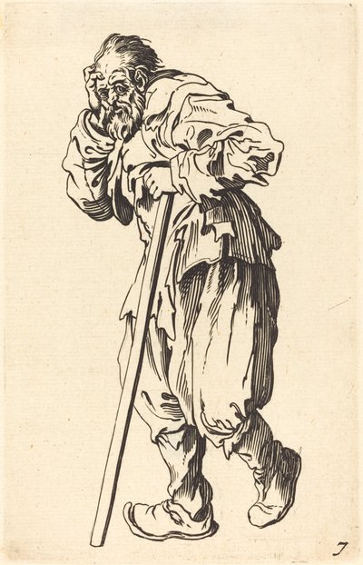 Mendigo com uma vara de After Jacques Callot